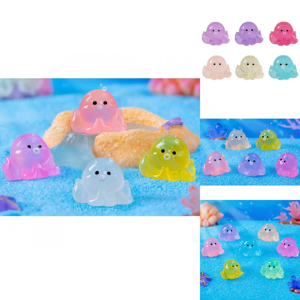 Colorful Glowing Mini Octopus Resin Decoration For Aquarium And Terrariums