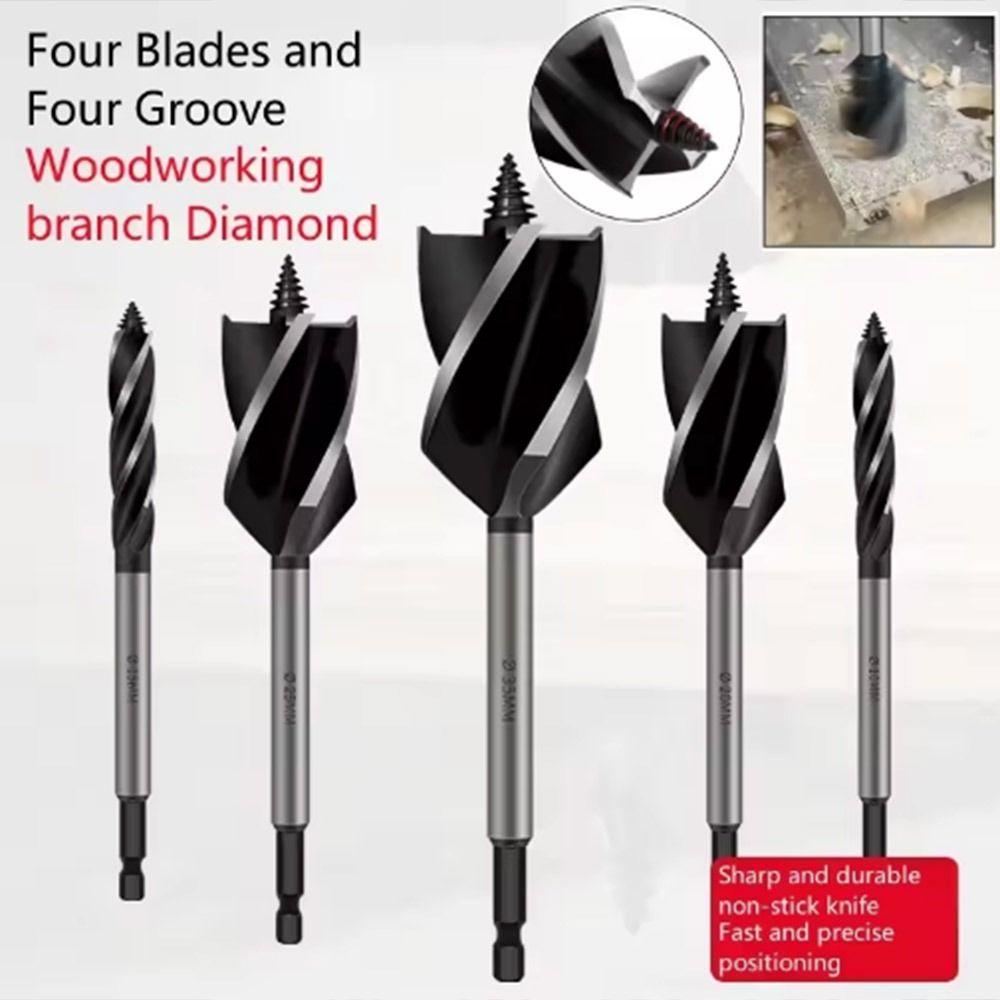 with Hex Shank Twist Drill Bit Set Four-slot Wood Fast Cut Auger Auger Drill Bit  Woodworking