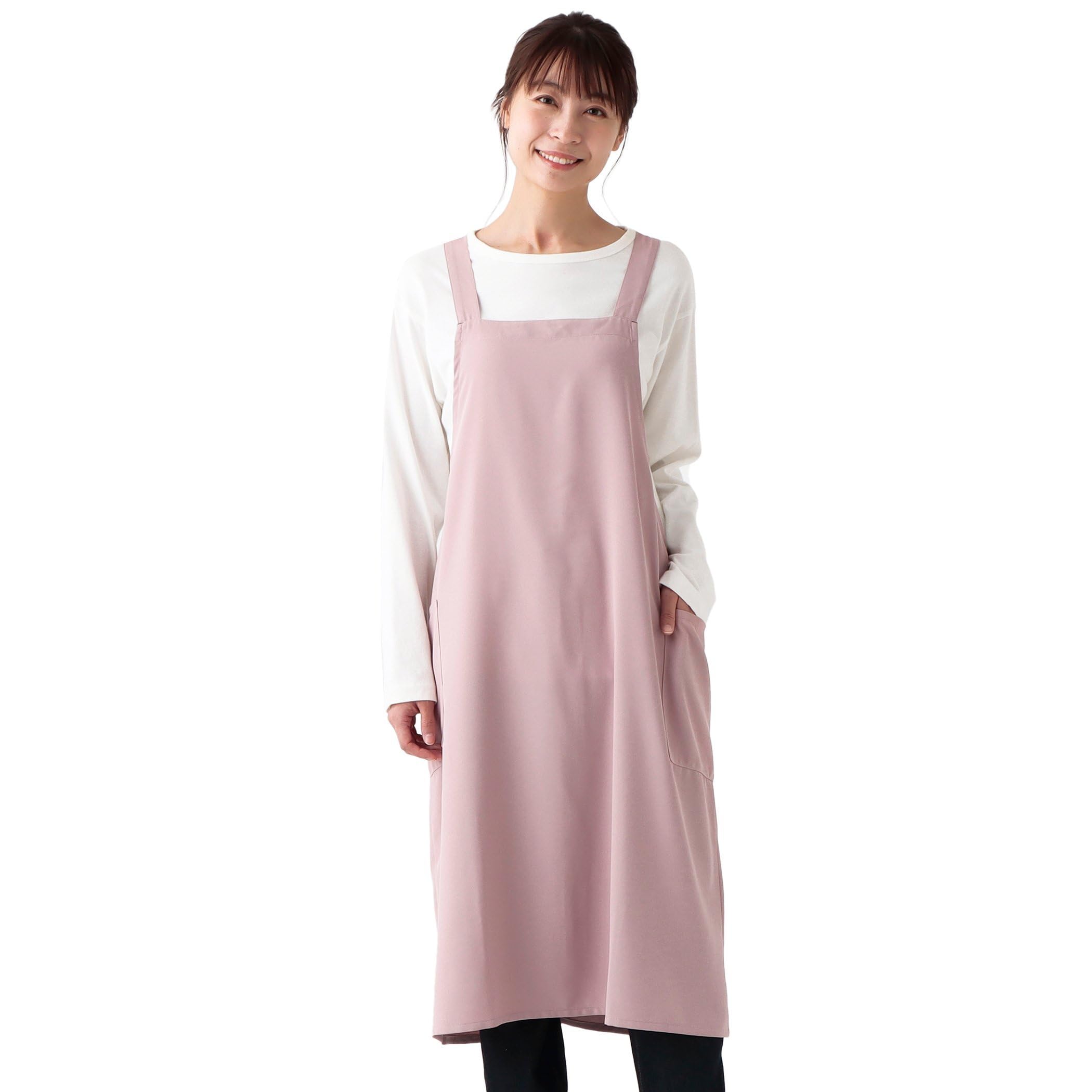 

Afternoon Tea Living Apron JN33, Easy Gathered Apron That Can Be Donn in 3 Seconds, Pink