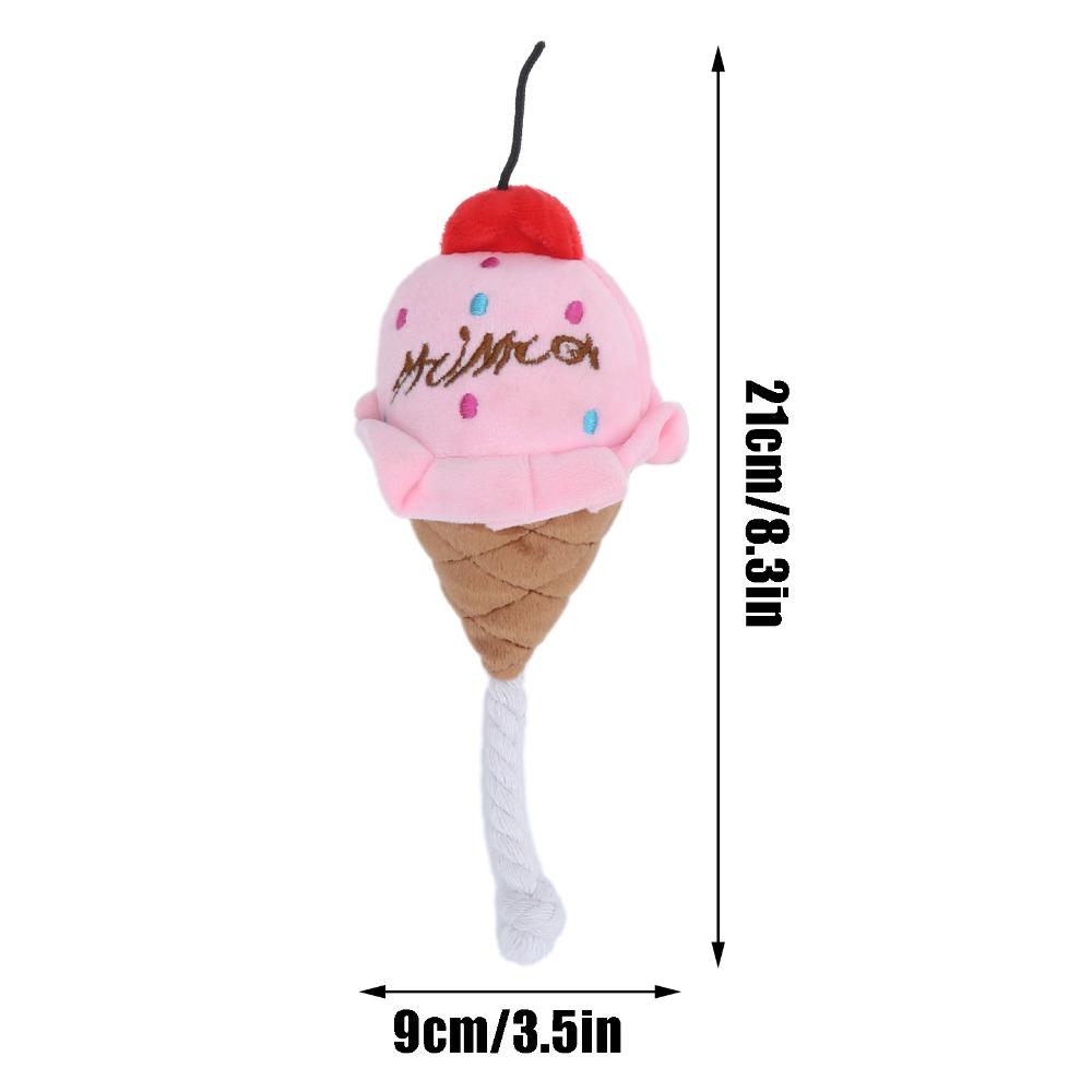 Food Shape Squeaky Pet Toy Dual Color Cat Play Toy Cute Design Ice Cream Toy For Cat