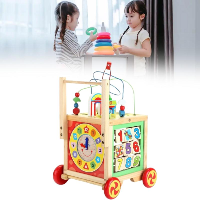 Baby Wooden Cube Walker Developmental Montessori Learning Educational Gifts