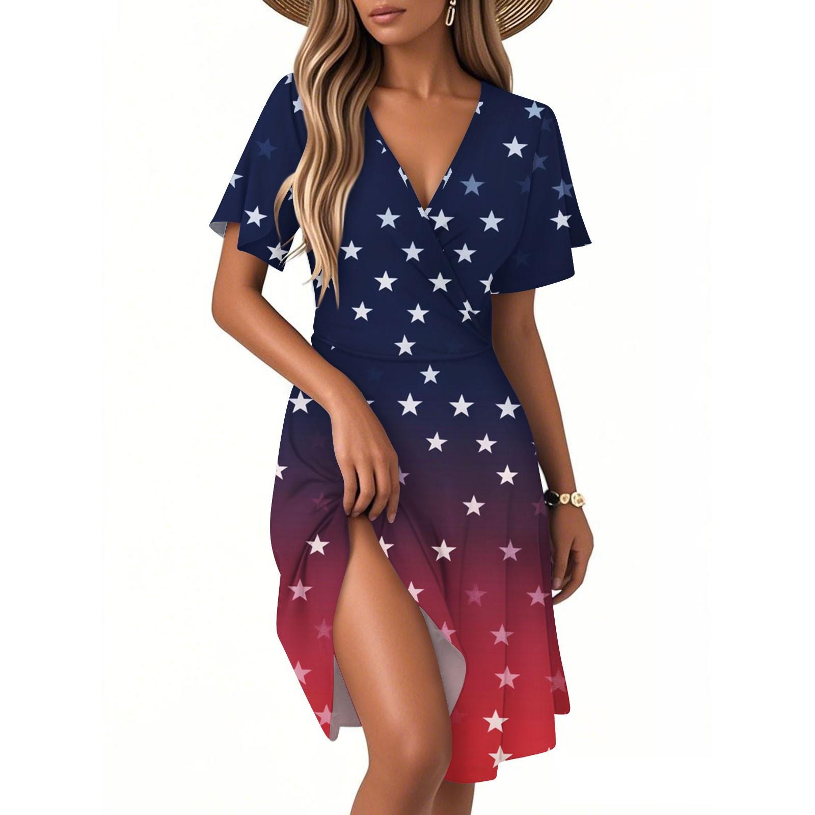 

Женское повседневное модное платье с винтажным цветочным принтом и коротким рукавом и V-образным вырезом S тёмно-синий