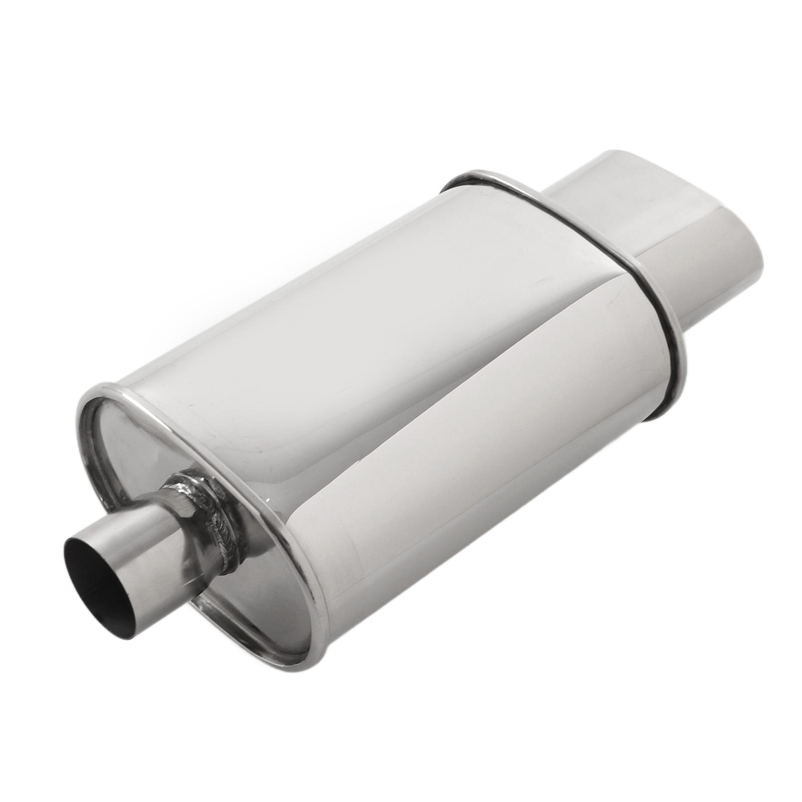 Rear Exhaust Muffler Double Wall Stainless Steel 63mm Inlet 80mm Outlet Universal for Car