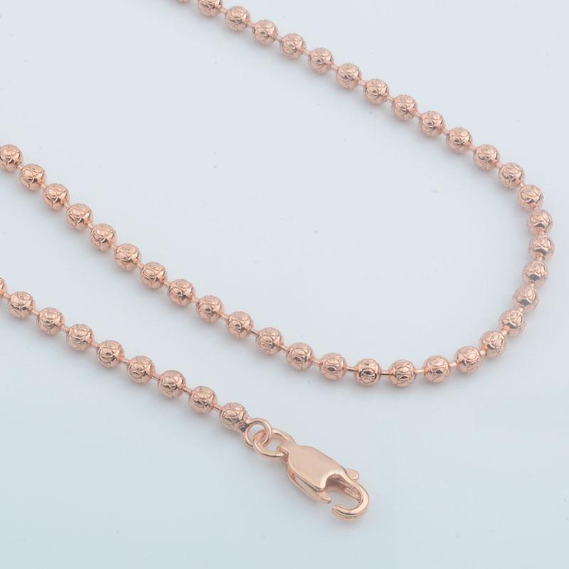 Women Rose Gold Plated 3mm Beaded Link Long Choker Necklace Chain 60cm