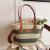Large Capacity Shopping Straw Bag Lightweight Summer Beach Handbag Stripe Woven Tote Bag  Daily