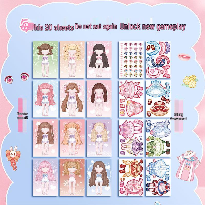 Cute Dress-Up Sticker Book for Kids: Cartoon Makeup & DIY Picture Fun