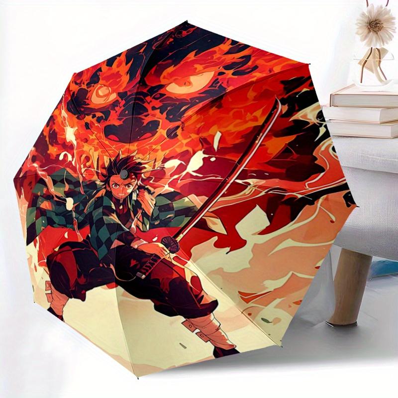 1pc Demon Slayer Tanjiro's Automatic Open/CloseUmbrella, Portable Compact Umbrella for Men & Women Y031