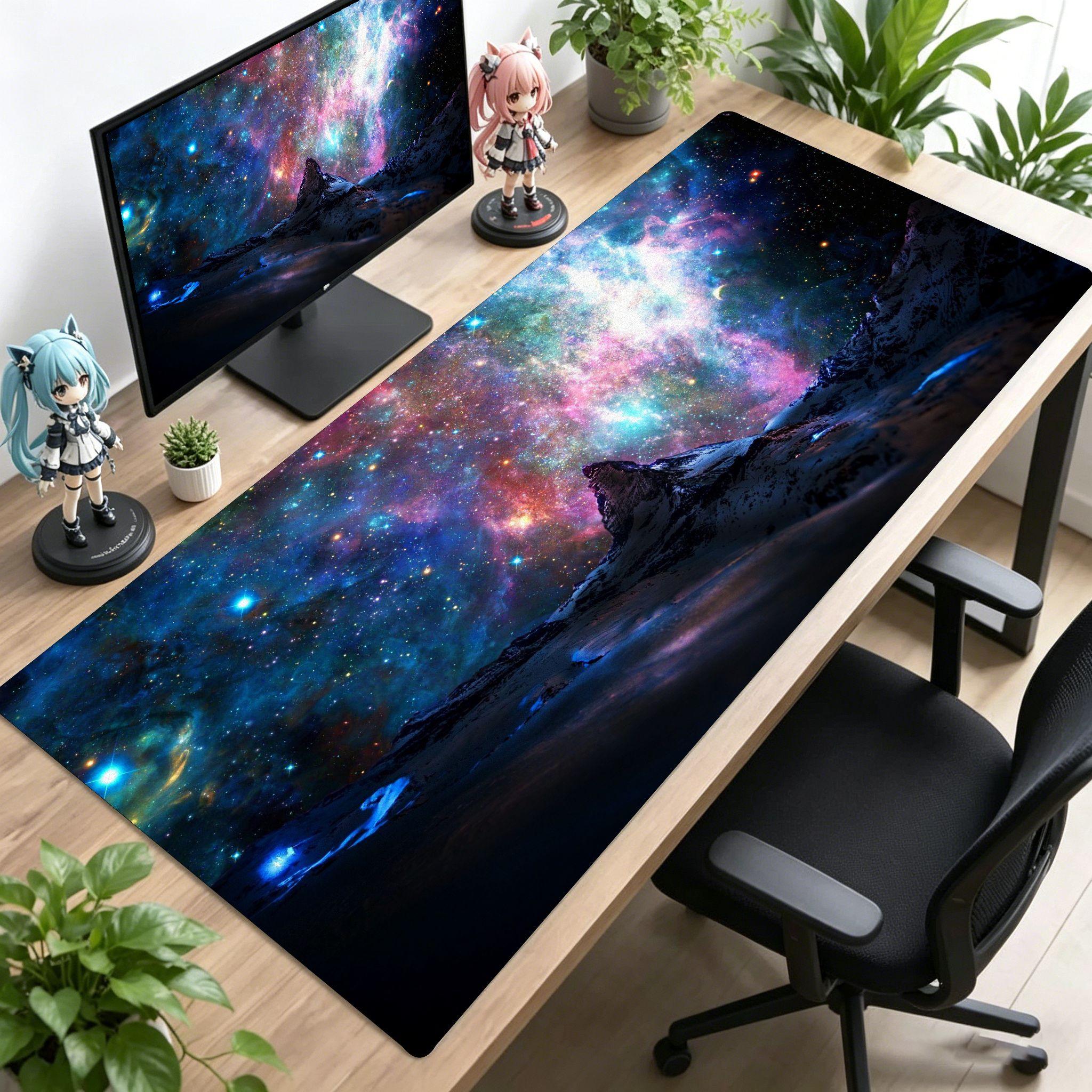 Nebula Starry Sky Mouse Pad Gaming Speed Glide Keyboard Mat Rubber Rug Bound Edge Mouse Pad Home Office Setup 400x800x2mm