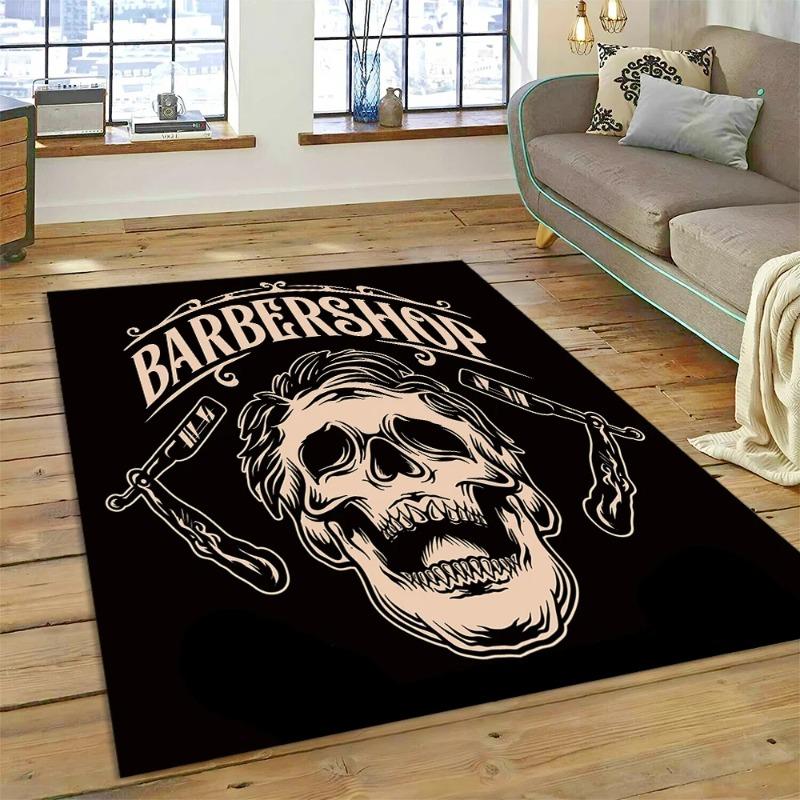 Carpet Vintage Barber Mat Bearded Man Portrait Rug Barbershop Theme Retro Style Living Room Classic Home Decoration Fashionable