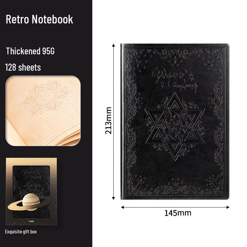 Retro A5 Lined Notebook with Six-Pointed Star Design - Customizable & Creative