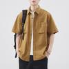 Retro Men's Short-sleeved Shirt Plaid Casual American Work Shirt Jacket
