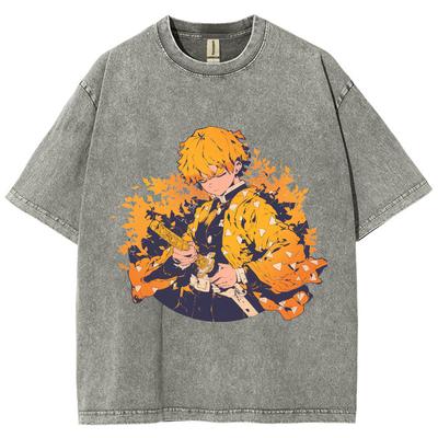 Dámské tričko s potiskem postavy Goodwill ve stylu japonského anime, oversized, volné, krátký rukáv, denimové, letní