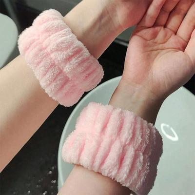1 Wash Face Strap/2 Wash Face Wristbands Makeup Skincare Fluffy Pink Velvet Strap Girl Hair Accessories Set Spa Skincare Tools