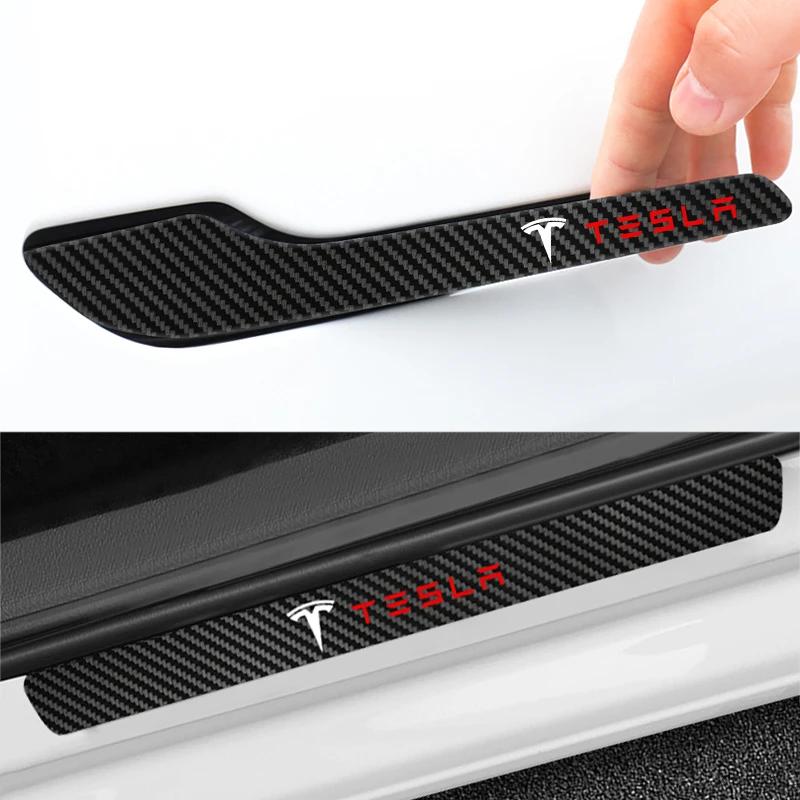 AMN1 Car Door Handle Protector with Car Sticker Door Sill Protector Stickers For Tesla Model 3 Model X Y Style Roadster