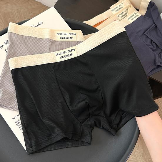 Men Boxer Underwear Mid-rise High Elasticity Shorts Panties Letter Print U-Convex Breathable Underwear Daily Wear