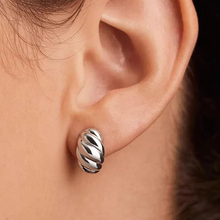 _JJ25 Surgical Steel Wave Tear Drop Earrings