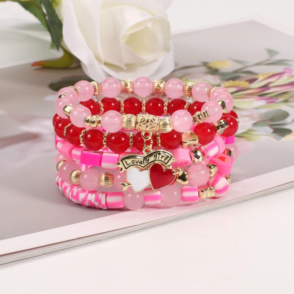 5pcs/set DIY Romantic LOVE Pendant Acrylic Beads Colorful Stone Wristband Bracelet  Hand Decoration