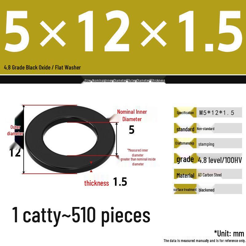 Blackened Enlarged Thickened Metal Washer - M3-M42