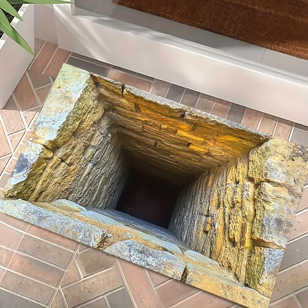 

2D Pit Hole Doormat Realistic Stone Trapdoor Design for Front Door Entryway Non Slip Floor Mat Perfect Gift for Prank Lovers 40x60cm