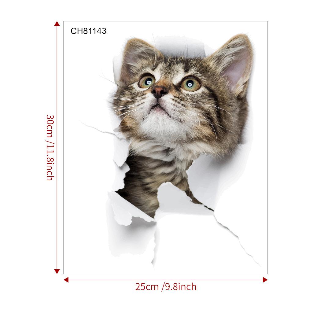 Lovely Cat Toilet Stickers For Wc Washroom Decoration Diy Vivid 3d Look Pet Animal Home Decals Pvc Wall Mural Art Print Posters