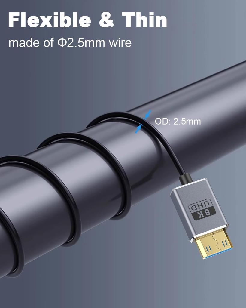 Duttek 8K Mini HDMI To HDMI Converter Short 1 Mini HDMI To HDMI Male Converter Cable Supports for Cameras and Camcorders To Mini Cable, Ft/30 Cm,