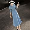 Elegant V-Neck Waist-Cinching Blazer & Skirt Set