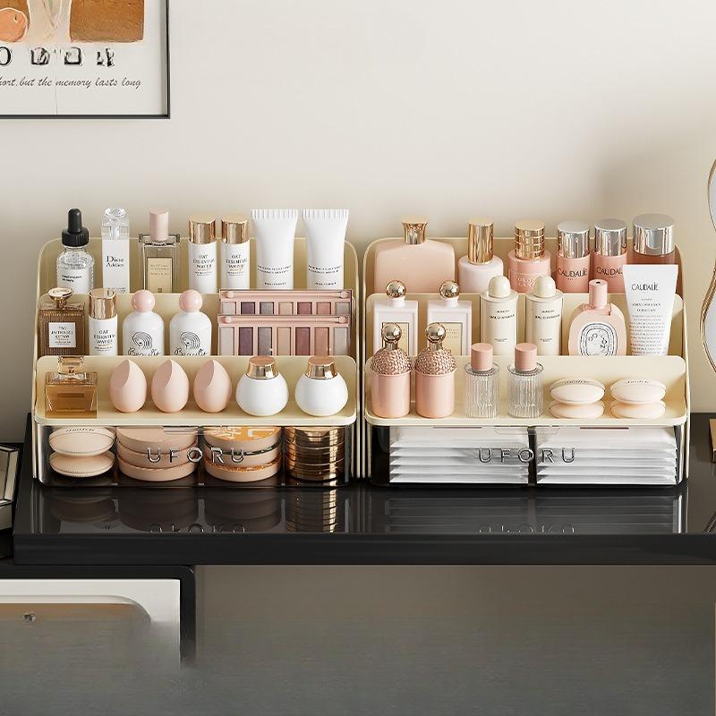 Multi-layer Cosmetic Organizer Makeup Storage Box Case Dustproof Drawer Table Cosmetic Rack Bedroom Beauty Egg Podwer Makeup Box