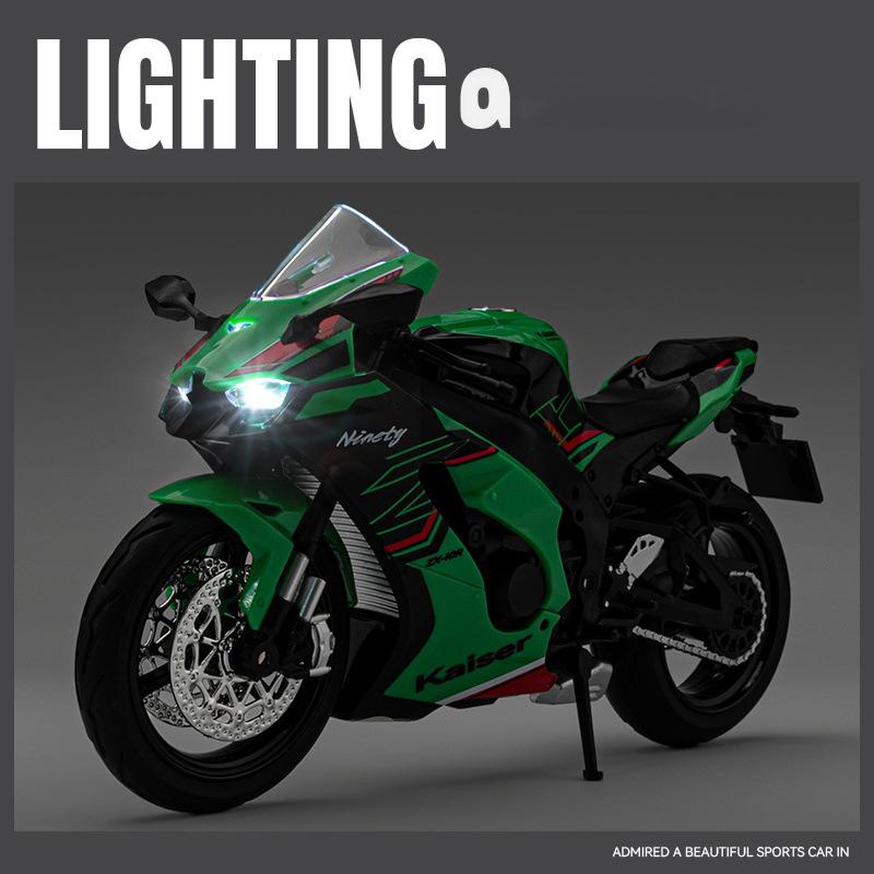 1/12 Kawasaki Ninja ZX10R Legierung Druckguss Motorrad Modell Spielzeug Fahrzeug Sammlung Sound und Licht Off Road Autocycle Spielzeug Auto