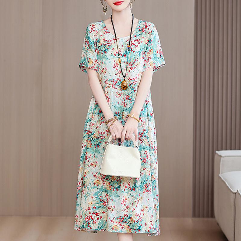 Eleganti abiti da donna estivi larghi a maniche corte taglie forti casual lunghi abiti per le donne abbigliamento vintage