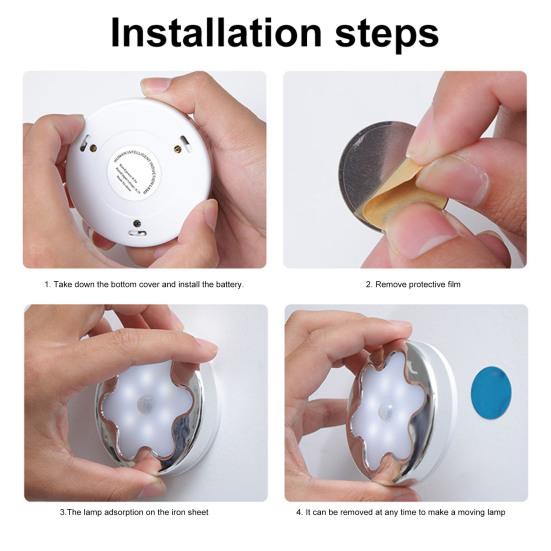 LED Night Lamp Battery Operated 120-Degree Sensing Angle Auto On/Off Super Bright Non-glaring Motion Sensor Light Wardrobe Closet LED Lamp