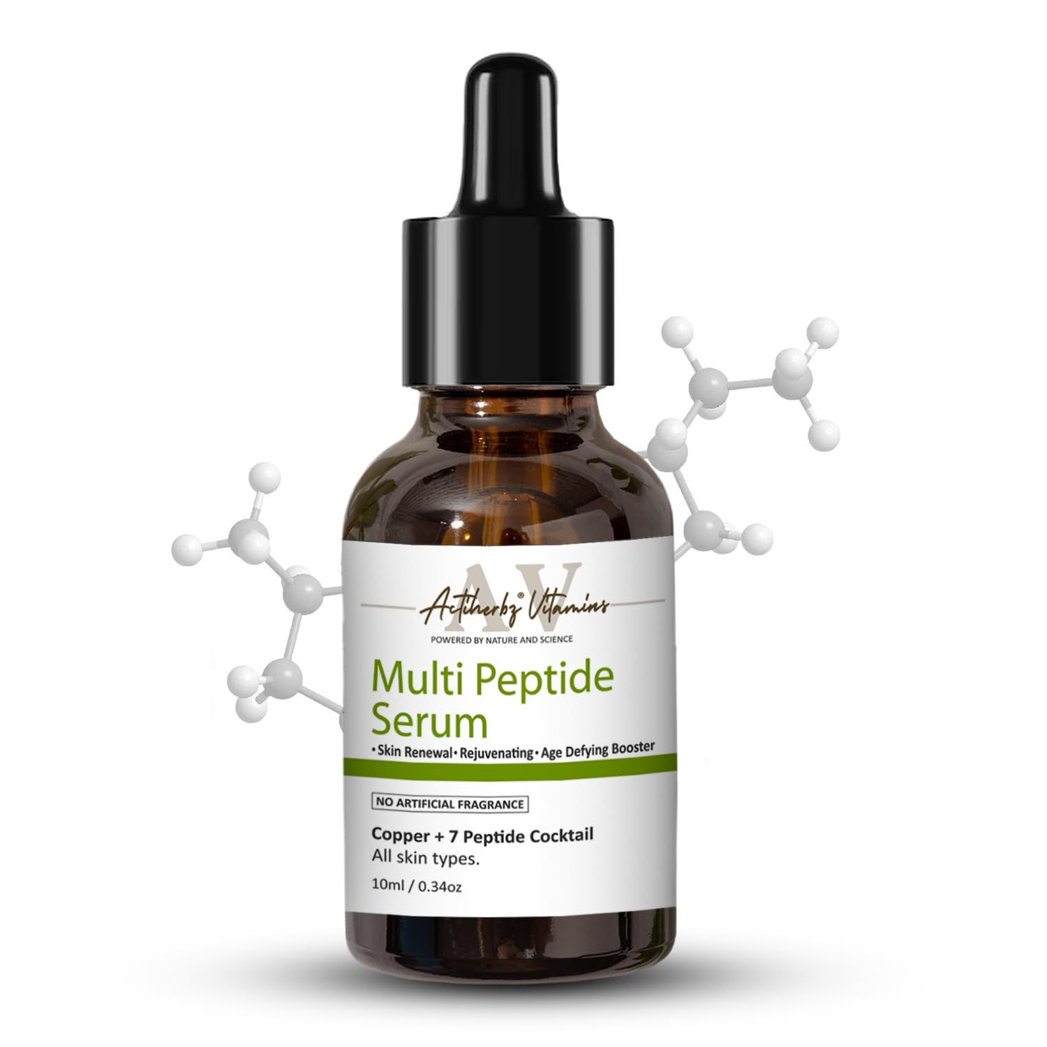 ACTIHERBZ vitamins Copper + 7‑Peptide Aqua Serum - Water‑Based Anti‑Aging, Wrinkles & Fine lines Copper Peptide Face Serum -Fragrance Free- Lightwe