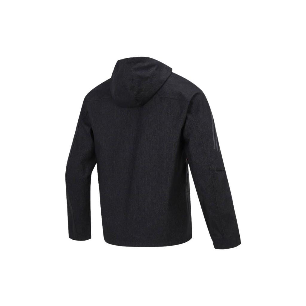 Adidas Logo Print Sport Hooded Jacket Men Outerwear Black HE9904