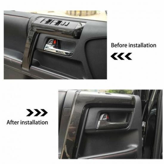Car Inner Door Handle Cover Trim For Toyota 4Runner 17-23 Accessories Black Wood