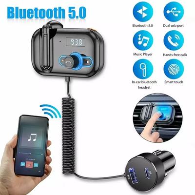 Zestaw samochodowy Bluetooth Nadajnik FM Zestaw głośnomówiący Zestaw słuchawkowy Słuchawki Prywatne połączenie Odtwarzacz MP3 Odbiornik audio USB PD Szybkie ładowanie