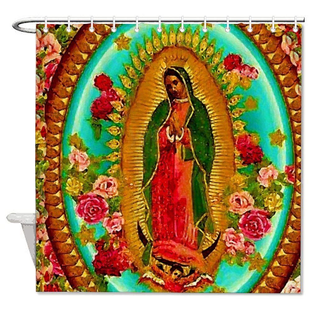 

Bath Curtain Our Lady Guadalupe Mexican Saint Virgin Mary Shower Curtain With Hooks For Bathroom Decor 60 X 72 W60H190(CM)-1 Pcs