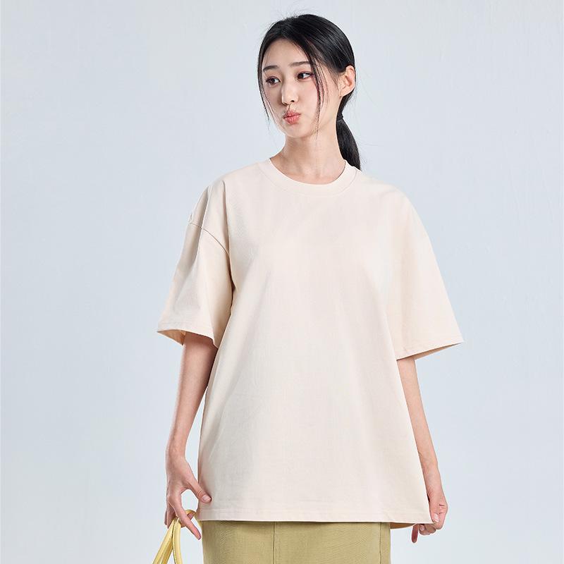 450g Heavyweight Short Sleeve Men's Summer Pure Cotton Tee with Small Collar