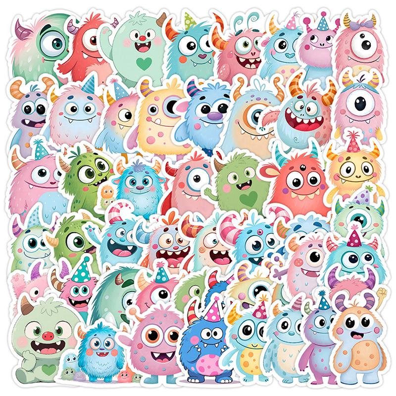 50PCS Cartoon Big-eyed Animals Monster Stickers Child DIY Luggage Journal Skateboard Diary Helmet  Skateboard Decoration Decals