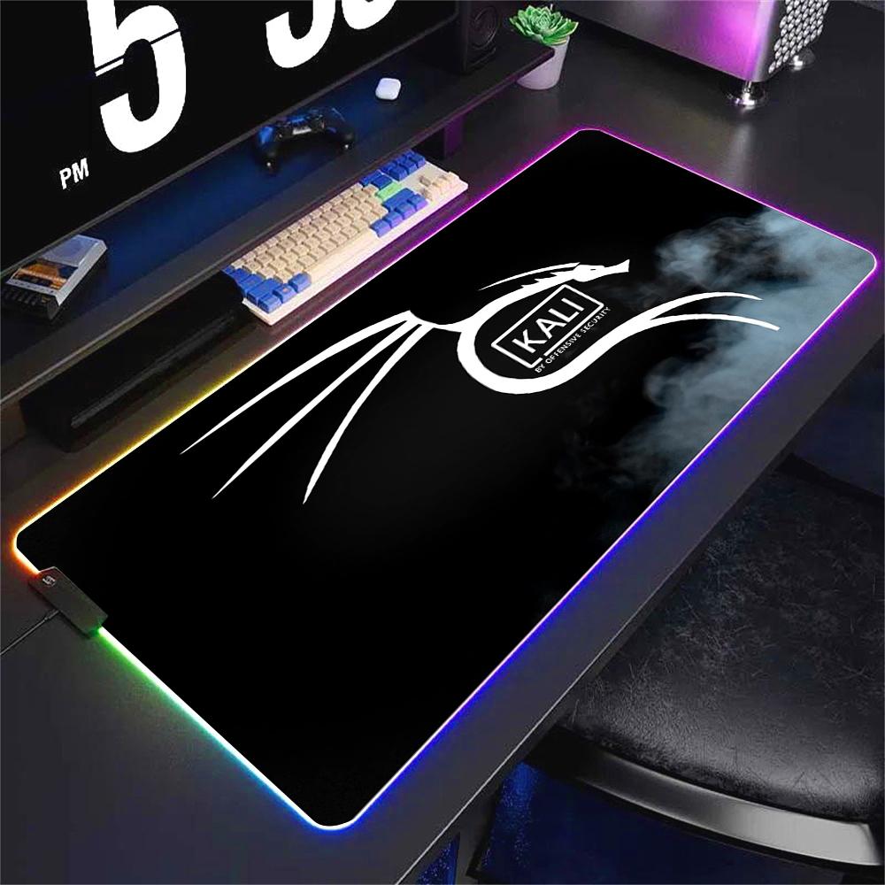 Deskmat Kali Linux Xxl Mouse Pad Gamer Rgb Pc Cabinet Gaming Accessories Keyboard Mousepad Anime Carpet Mats Large Computer Mat