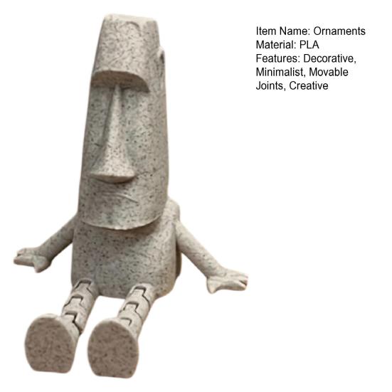 DYS 3D Printed Articulated Moai Statue Ornament, Movable Joints Figurine, Stable Stone Texture Sculpture for Desktop Living Room Study Decor Gift