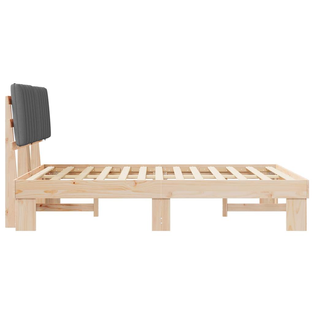 Bed Frame with Upholstered Headboard Light Grey 140 x 190 cm