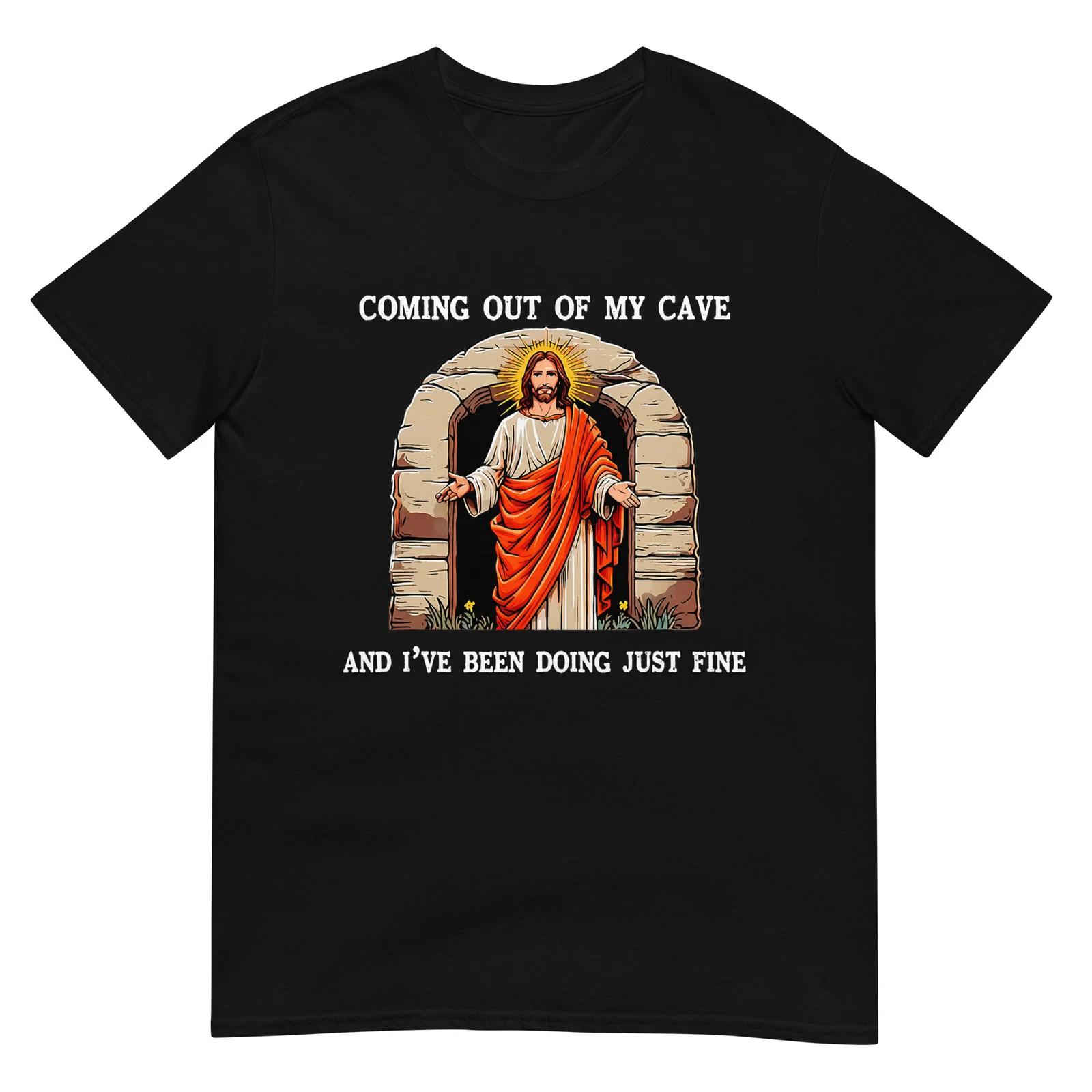 Funny Easter Jesus Coming Out of My Cave Retro Humor Easter T-Shirt 3XL