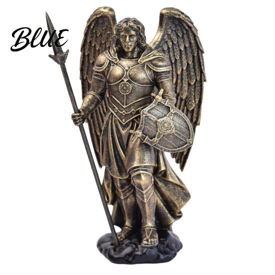 Decorative Bookcase Angel with Weapons Resin Winged Statue Ornament Warrior Soldier Figurine Retro Bronze & Gift for Art