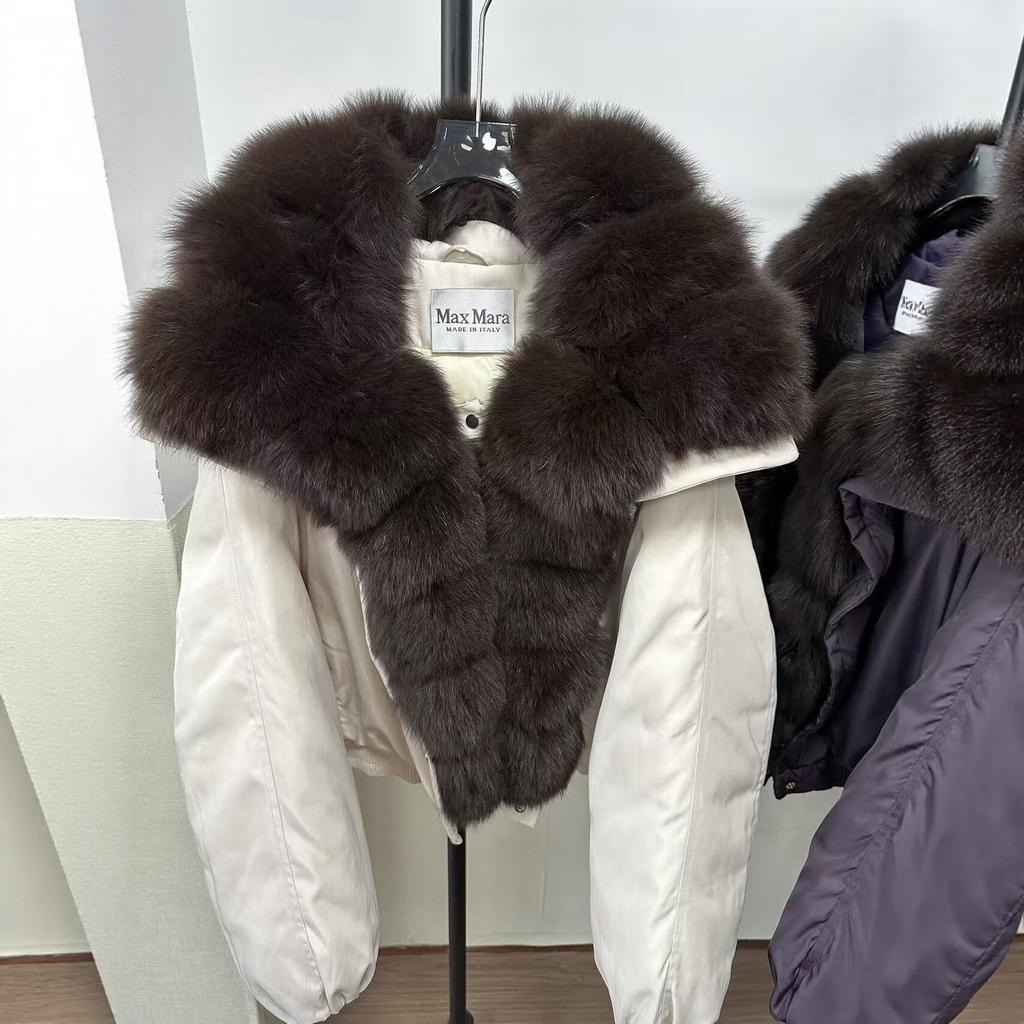 European Station Winter New Natural Fox Fur Collar Down Jacket Women's Short Thickened Warm Fashion Fur Jacket