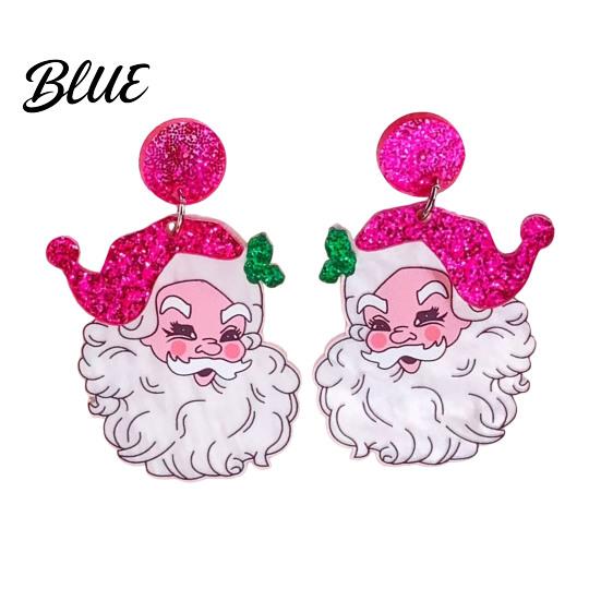 Fashionable Santa Claus Earrings Dangle Funny Christmas Glitter Charm Elegant
