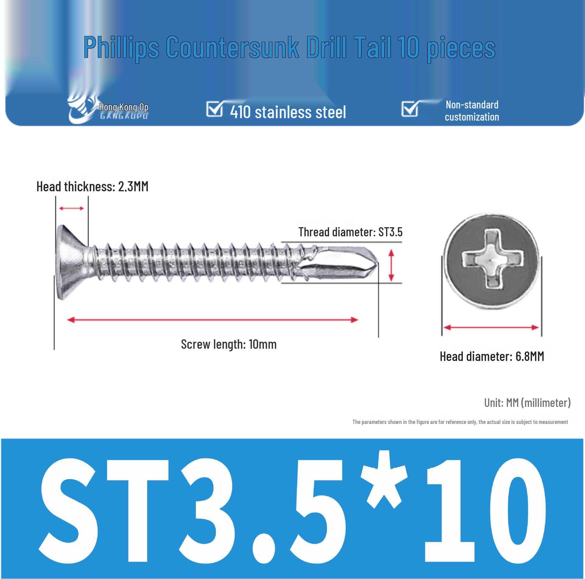 

Винты саморезы самосверлящие с плоской головкой Phillips из нержавеющей стали 410