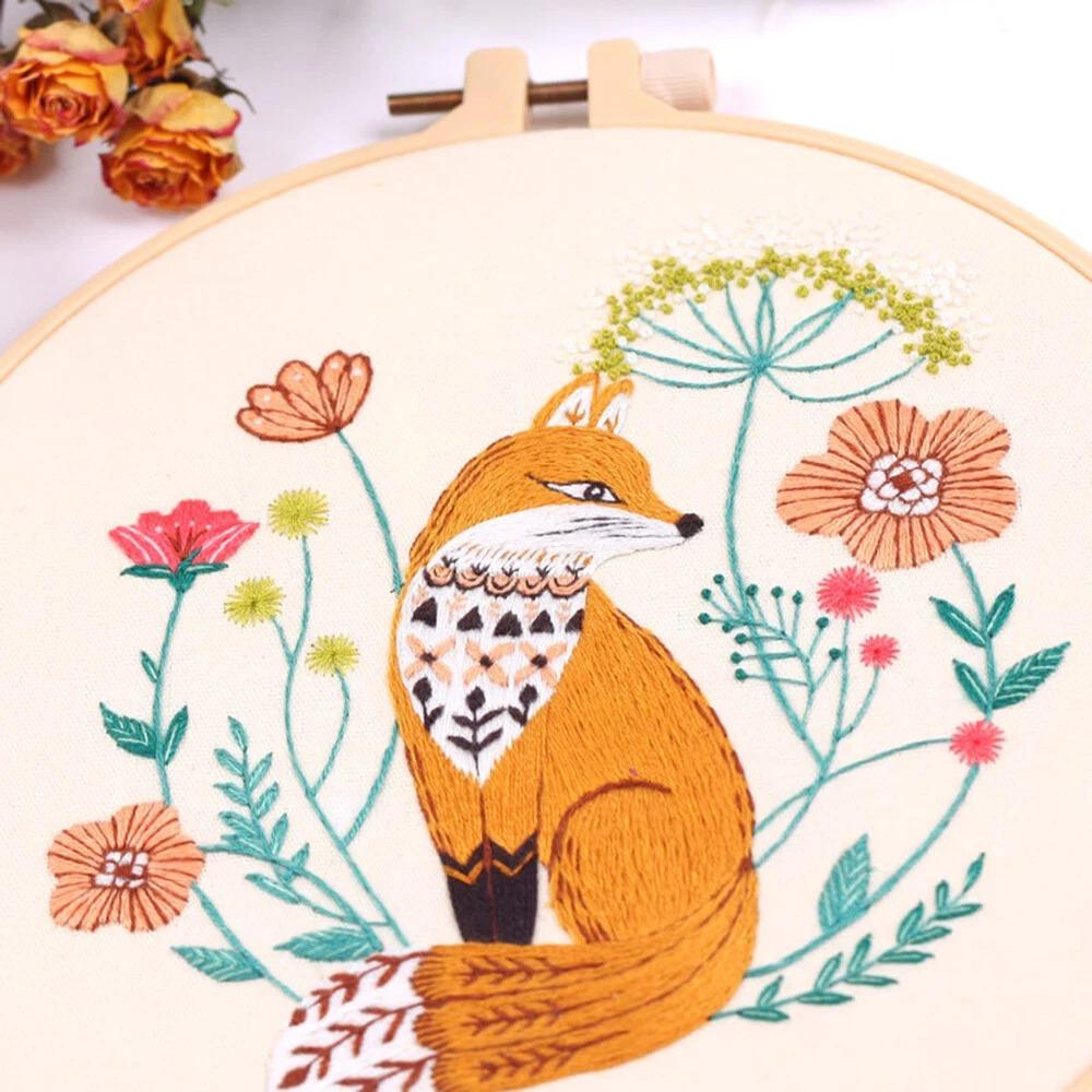 1Pc DIY Embroidery Cross Stitch Kit for Beginners-Handmade Fox Owl Butterfly Deer Pattern