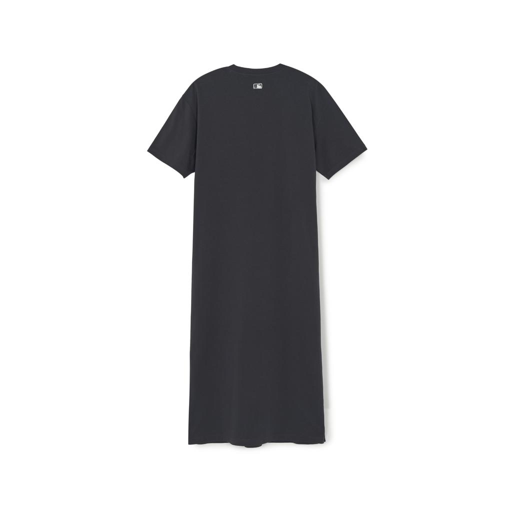 MLB Basic Boston Red Sox Solid Long Side Slit Short Sleeve Dress Women dresses 3FOPB0163-43CGD