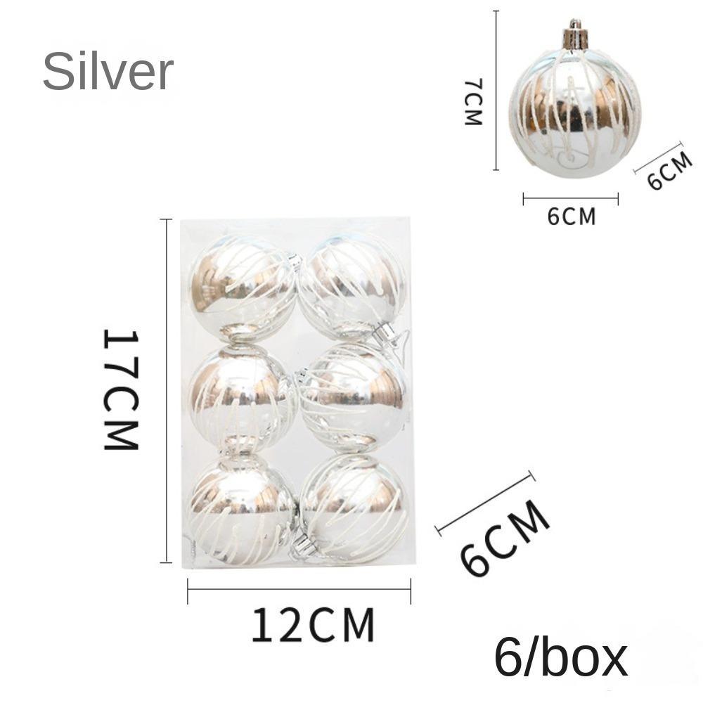 6 szt./pudełko Galwanizowane Malowane Kule Ozdoba na Choinkę Plastikowy Wisiorek Wisiorek Pudełka na Prezenty Noworoczne Świąteczne