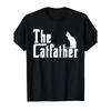 European Sizes [Gift For Cat Owners] Men'S Funny Cat Dad Graphic T-Shirt - The Catfather Bold White Print On Black, All-Season Comfort
