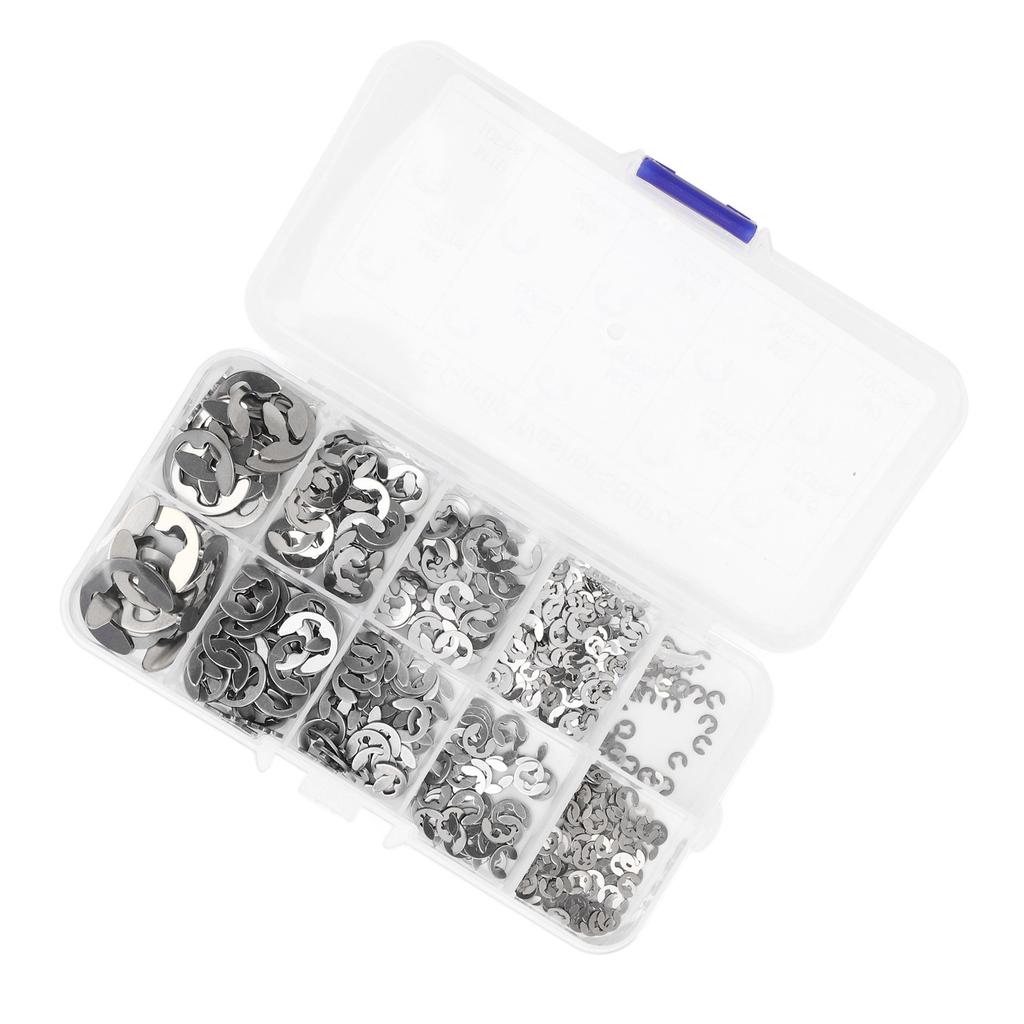 580Pcs E Circlip Washer Set with Storage Box Stainless Steel Firm Fixing E Type Retaining Washer